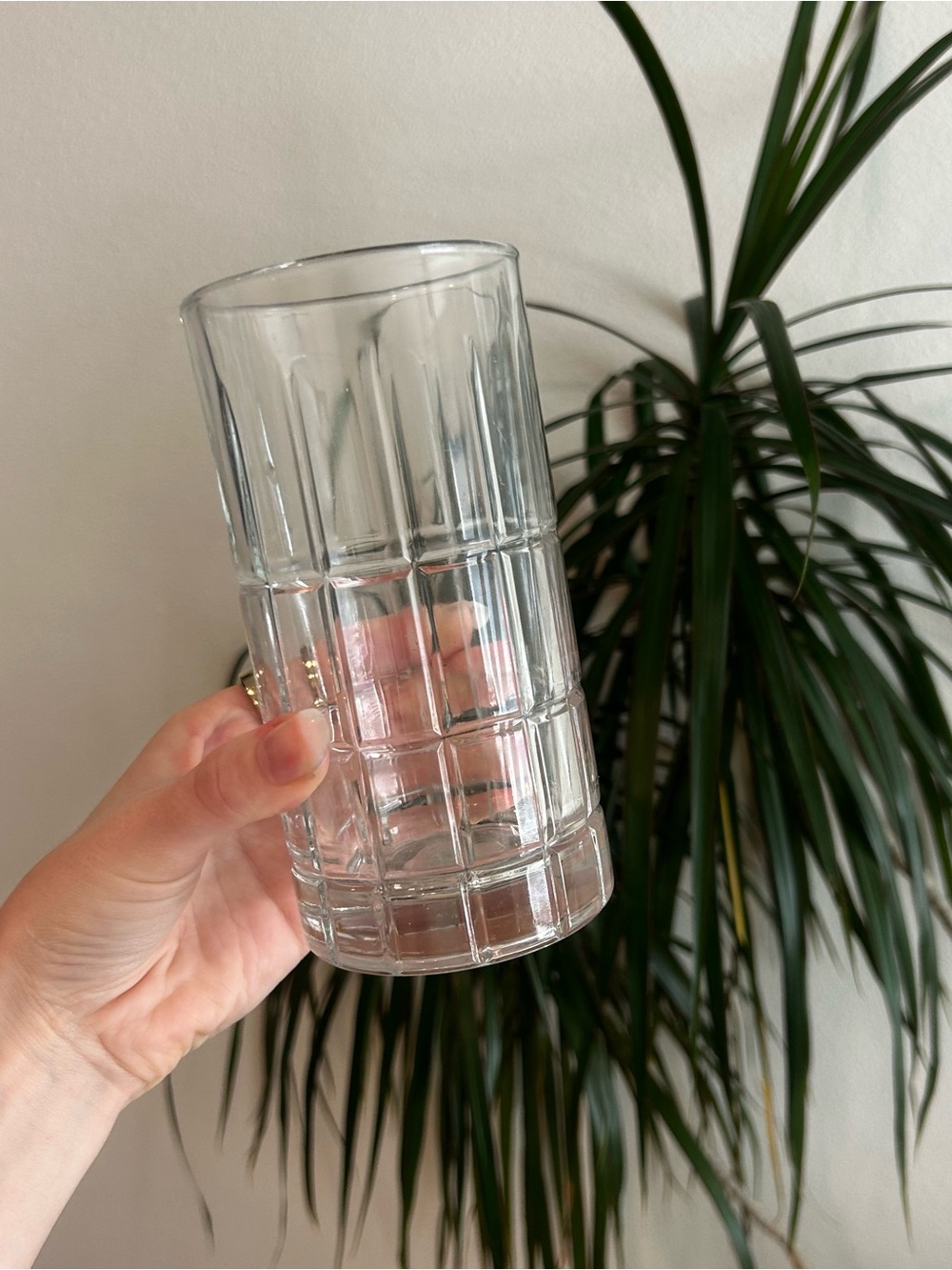 Clear Textured Glass Tumbler - Classic Transparent Beverage Glass